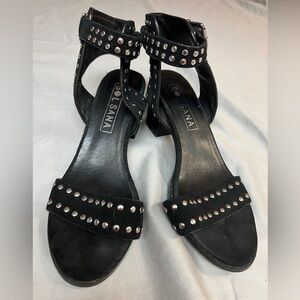 Solsana black, natural, stud, sandals